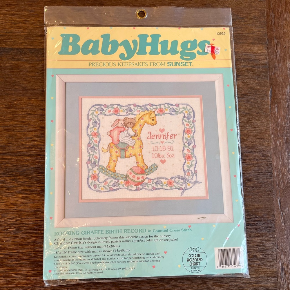 Baby Hugs | Precious Keepsakes from Sunset | Counted Cross Stitch | Birth Record
